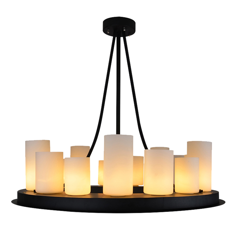 Domus: Vintage Glass Ceiling Pendant Lamp: E27, D50cm, Black/White 1