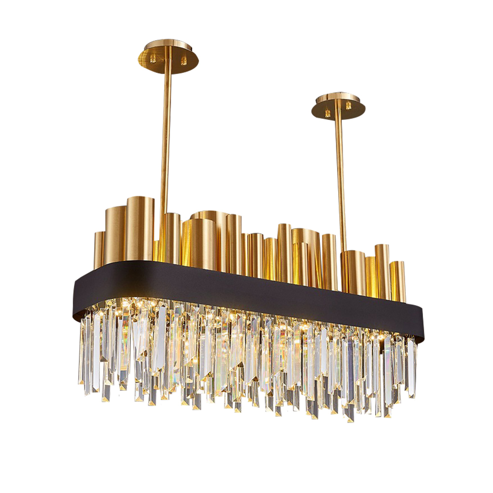 Domus: LED Crystal/Metal Ceiling Pendant Lamp; (120x35x45)cm, Gold 1
