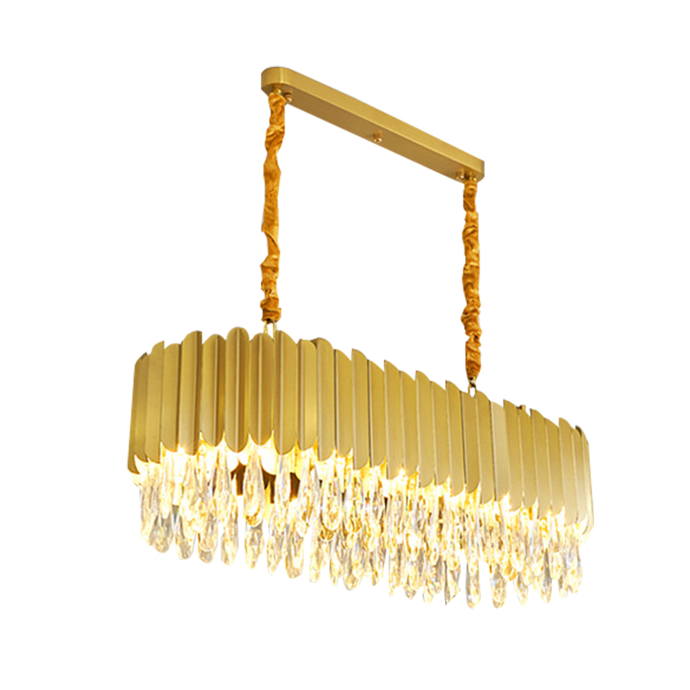 Domus: Crystal / Steel Ceiling Pendant Lamp: E14; (80×30)cm, Gold 1
