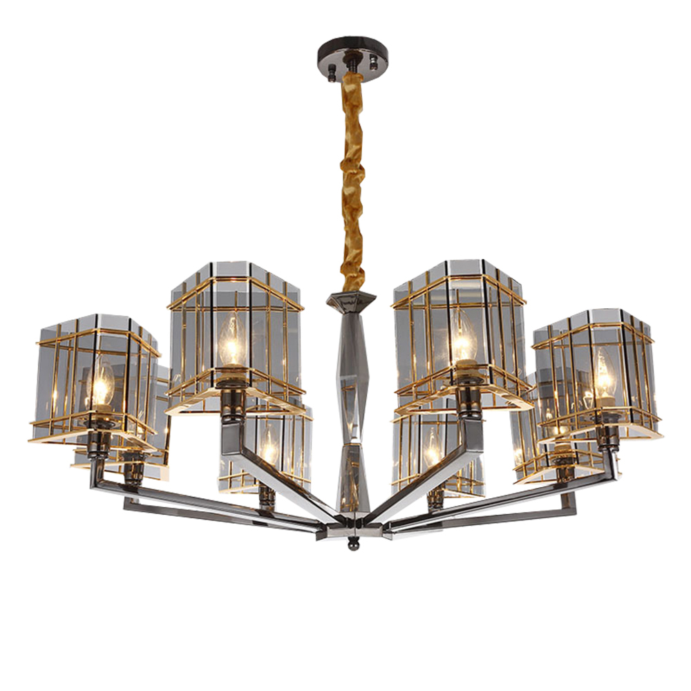 Domus: Crystal/ Steel Ceiling Pendant Lamp, 6 Lights: E14; (75×40)cm, Gold 1