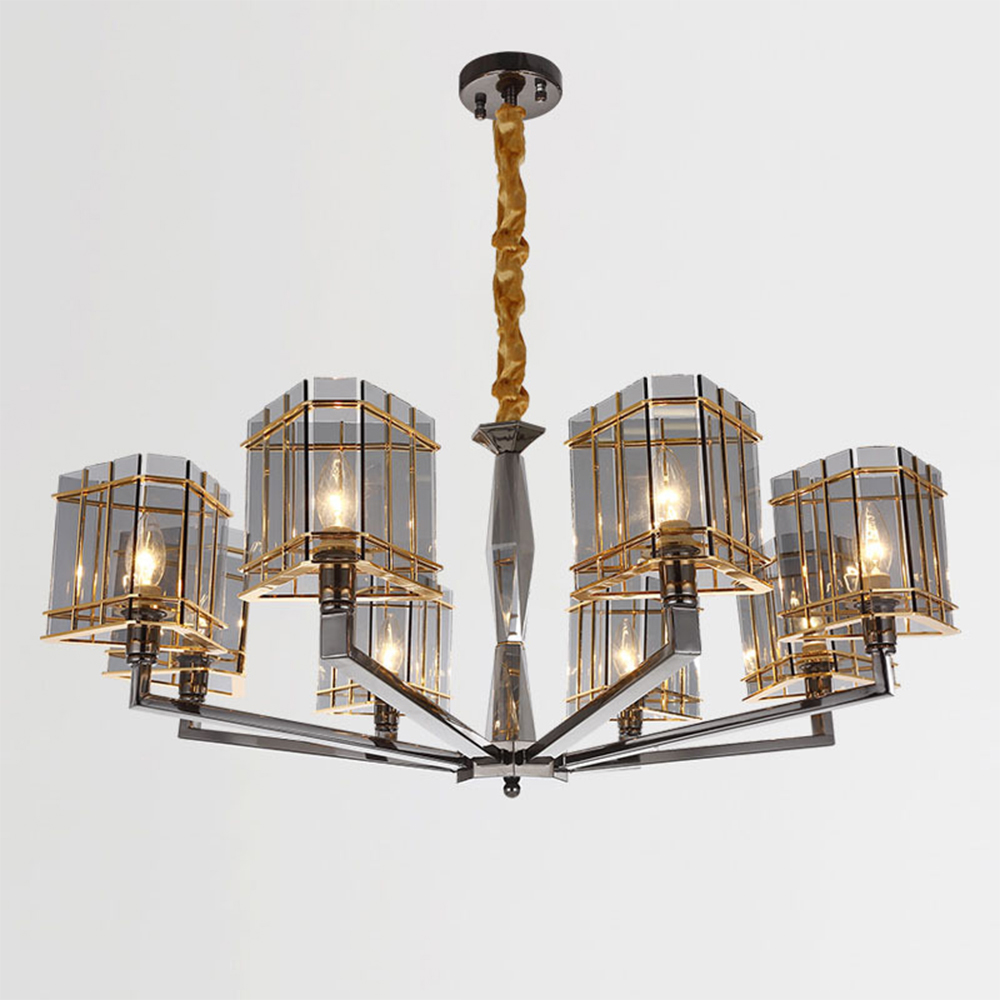Domus: Crystal/ Steel Ceiling Pendant Lamp, 6 Lights: E14; (75x40)cm, Gold