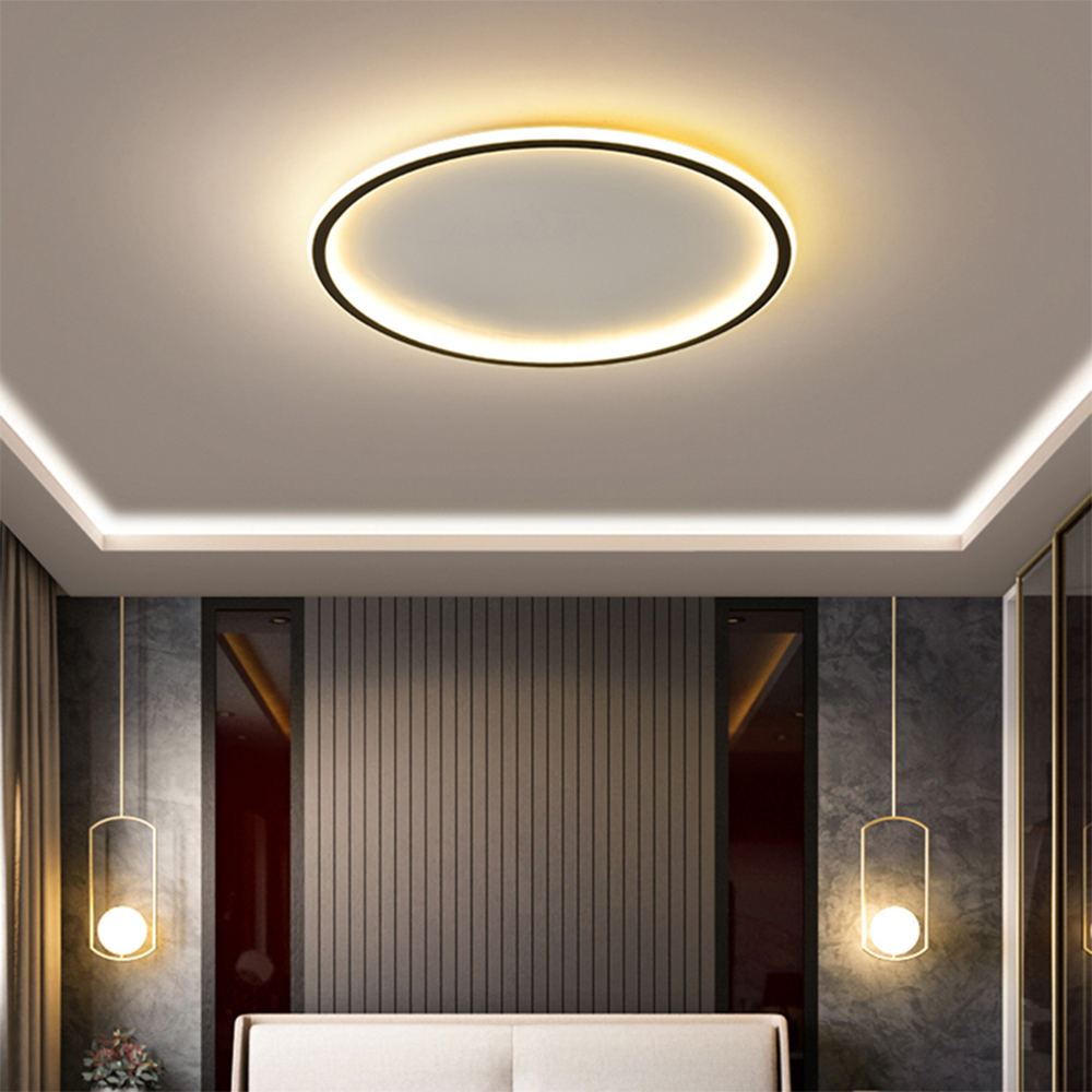 Domus: LED Round Metal/ Acrylic Ceiling Pendant Lamp: AC85-265V, D40cm, Black/Gold
