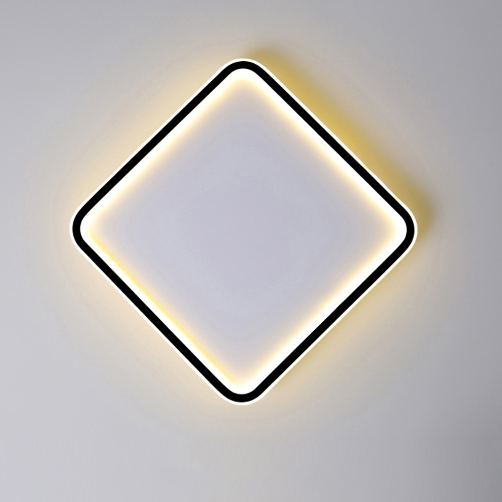 Domus: LED Square Metal/ Acrylic Ceiling Pendant Lamp: AC85-265V, D40cm, Black/Gold