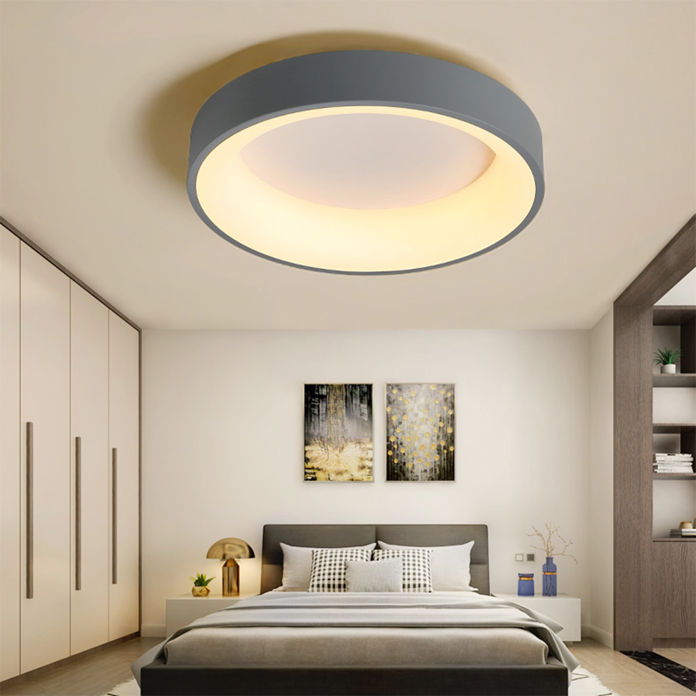 Domus: LED Round Metal/ Acrylic Ceiling Pendant Lamp: AC85-265V, D40cm, Grey/White