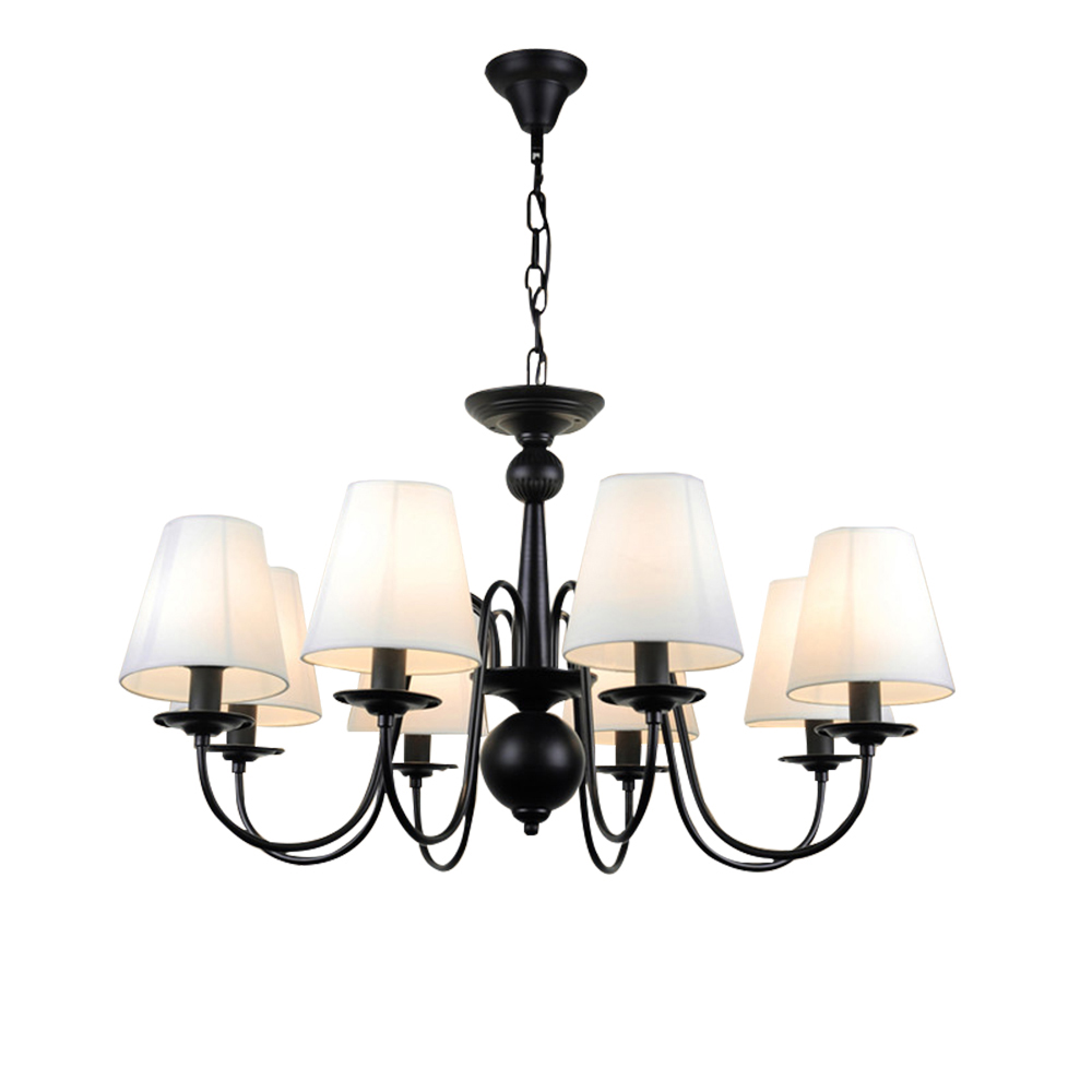 Domus: Glass/ Iron Ceiling Pendant Lamp, 6 Lights: E14, D40cm, Black 1