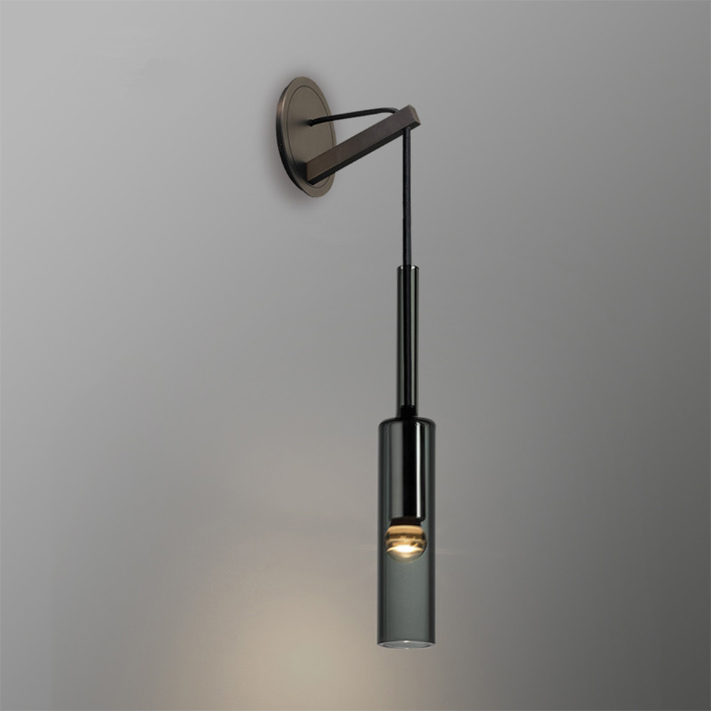Domus: LED Glass/ Metal Wall Lamp: AC85-265V (D7xH42)cm, Black