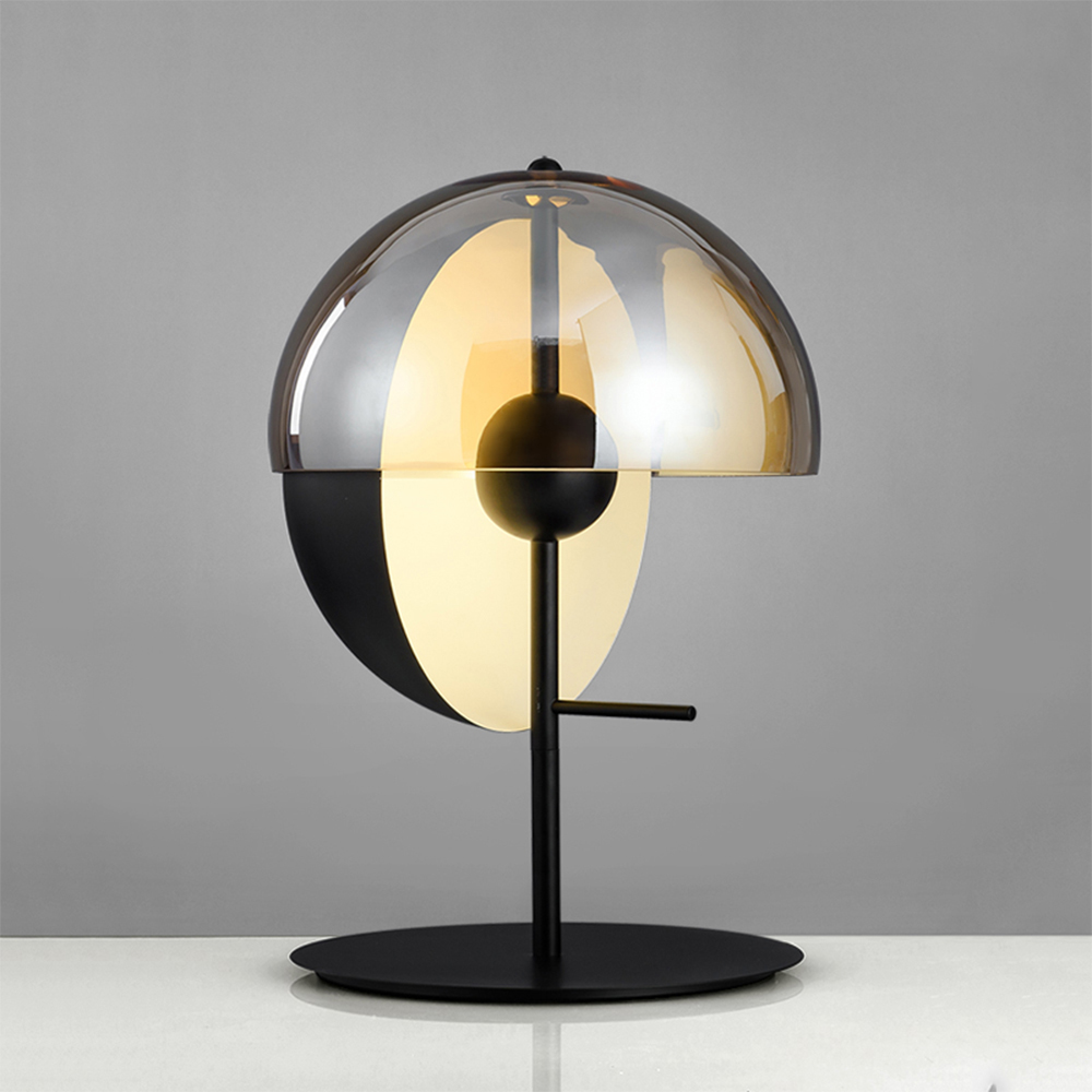 Domus: Glass Table Lamp: (D30xH45)cm E27, Black