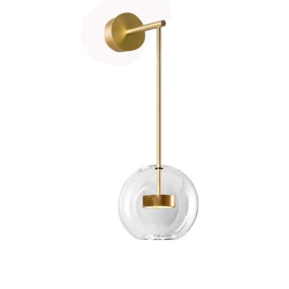 Domus: LED Glass/Metal Wall Lamp: AC85-265V, (D20xH60)cm, Gold 1