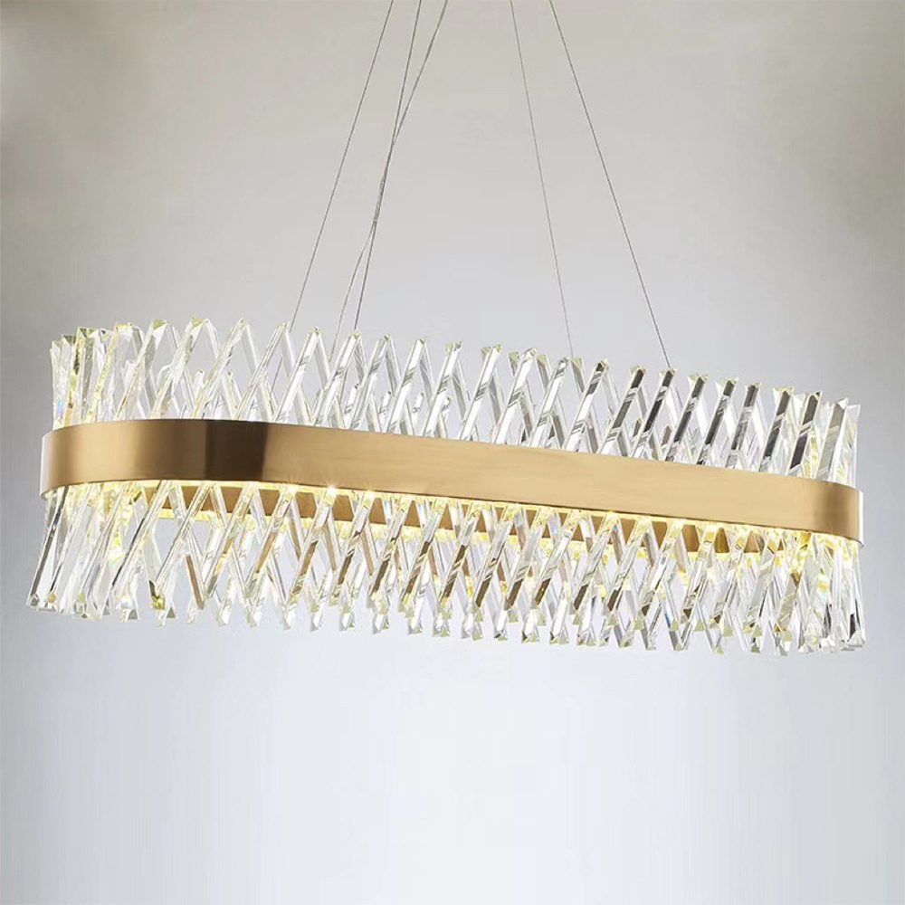 Domus: Crystal LED Gold Ceiling Pendant Lamp: (D80xH35)cm, Gold