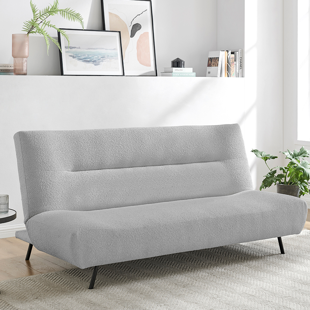 Three Seater Fabric Sofa Bed, Light Grey