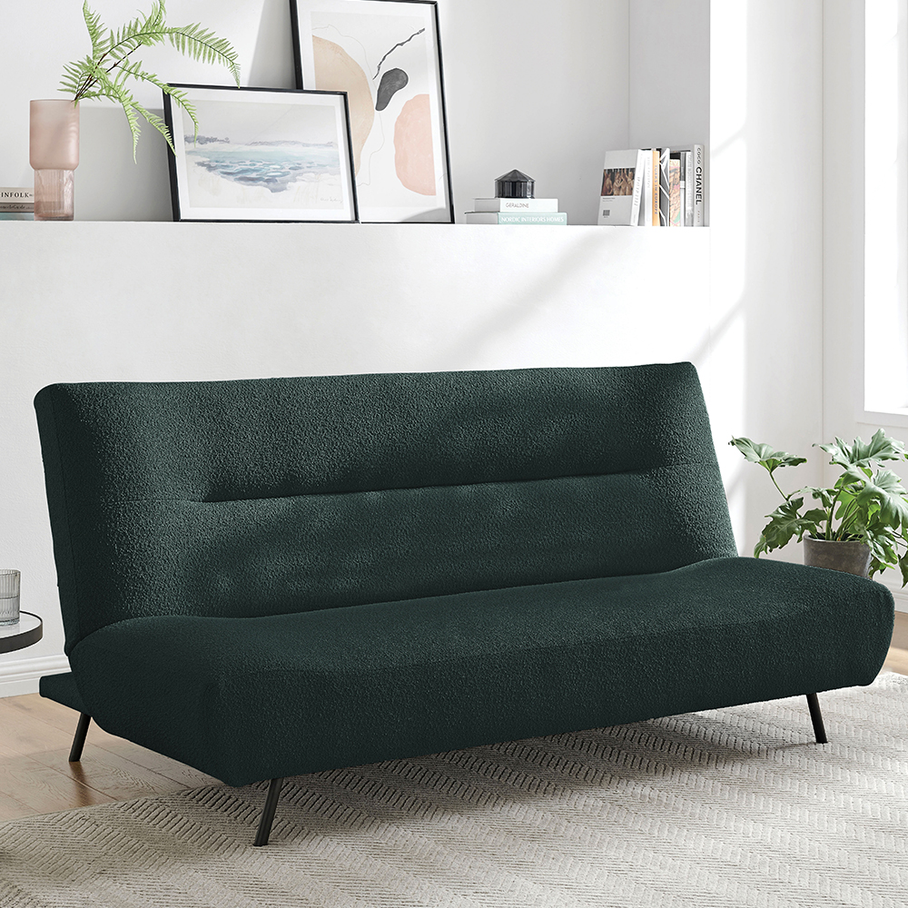 Three Seater Fabric Sofa Bed, Grey/Green