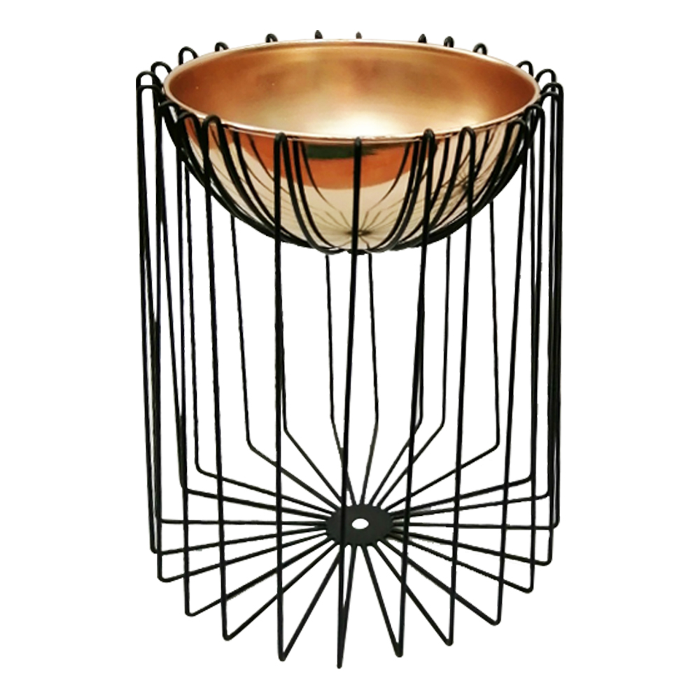 Domus: Flower Pot With Stand; Small (23x23x29)cm, Rose Gold/Black 1