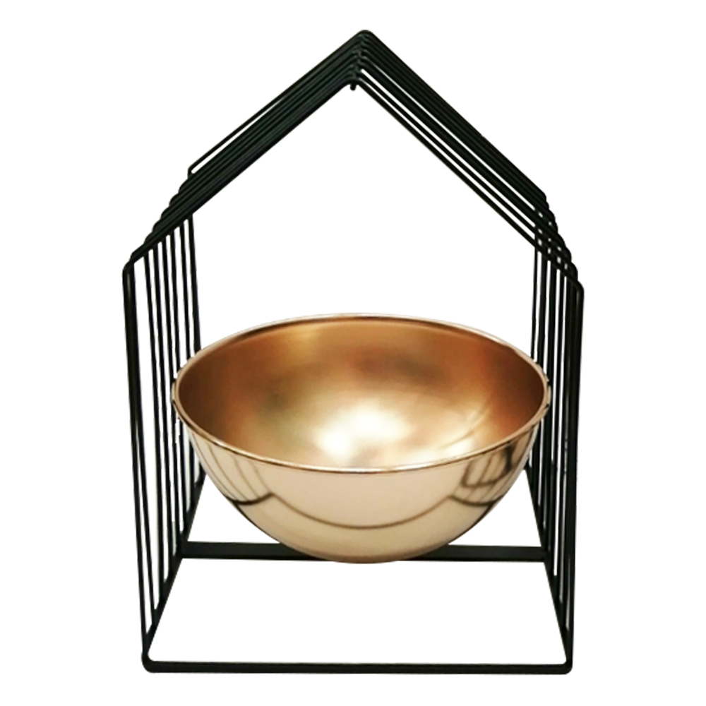 Domus: Flower Pot With Stand; Small (21x20x30)cm, Rose Gold/Black 1