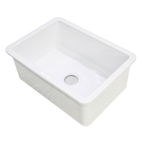 Tapis: Fine Fire Clay Sink With Steel Gridding And Waste Kit: Single Bowl, (68×48)cm, White 1