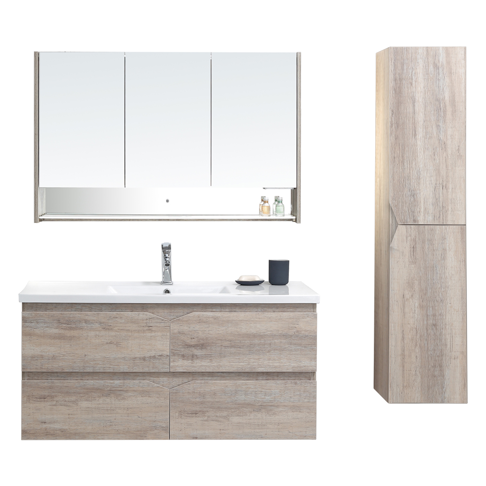 Bathroom Furniture Set: Vanity Cabinet + LED Mirror + Side Cabinet + Ceramic Basin (3120R) 1