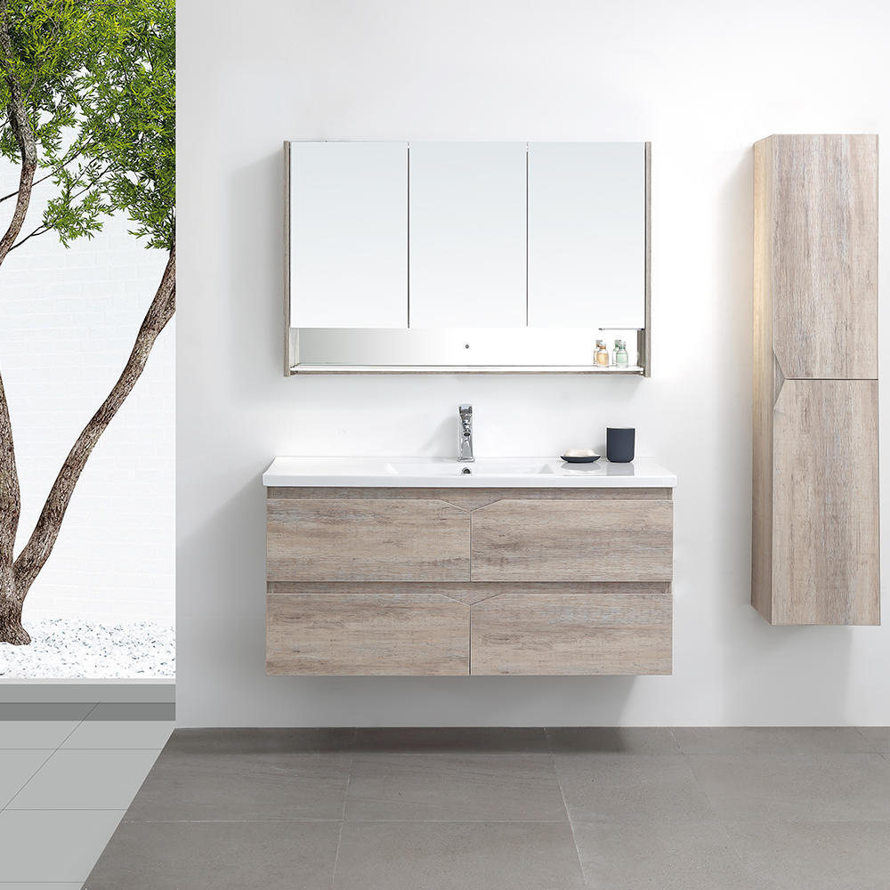 Bathroom Furniture Set: Vanity Cabinet + LED Mirror + Side Cabinet + Ceramic Basin (3120R)