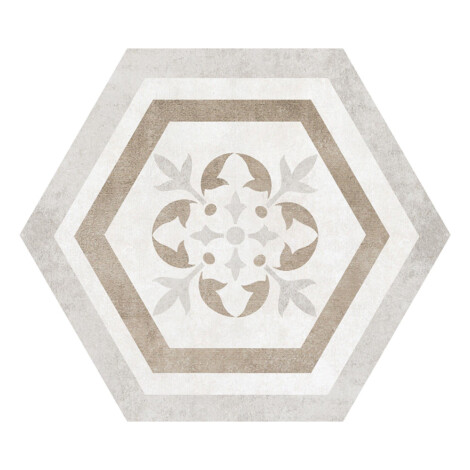 Atrium Hex Alpha Mix-Beige: Matt Porcelain Tile; (25.8×29