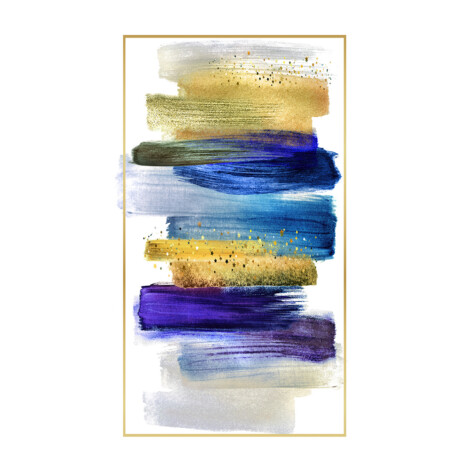 Modevsa: Bamboo Colorful Abstract Brush Strokes Carpet Rug; (200×300)cm, Blue/Gold 1