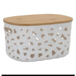Mind Basket With Lid; (23.3x17.3x13)cm, White/Natural