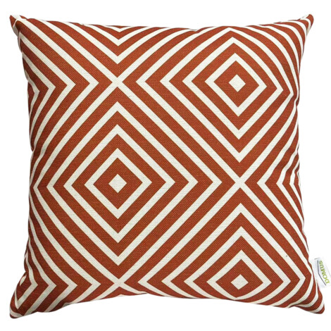 Domus: Outdoor Geometric Pattern Pillow; (45×45)cm, Reddish Brown/White 1