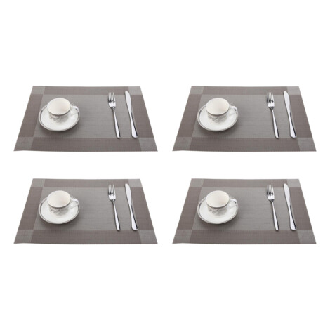 PVC Table Mat Set: 4Pcs; (45×30)cm, Light Grey 1