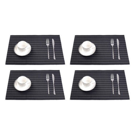 PVC Table Mat Set: 4Pcs; (45×30)cm, Black 1
