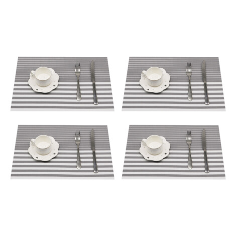 PVC Table Mat Set: 4Pcs; (45×30)cm, Grey 1