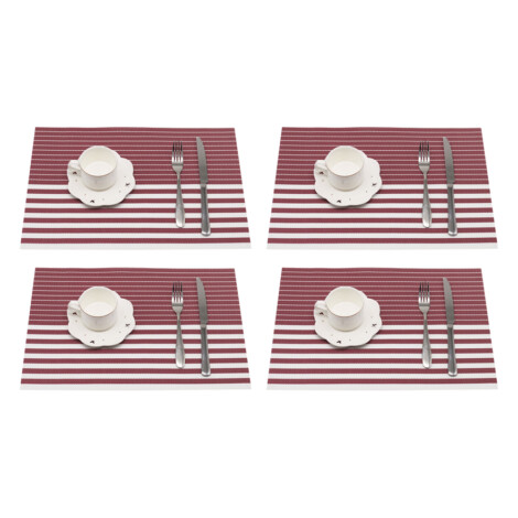 PVC Table Mat Set: 4Pcs; (45×30)cm, Red 1