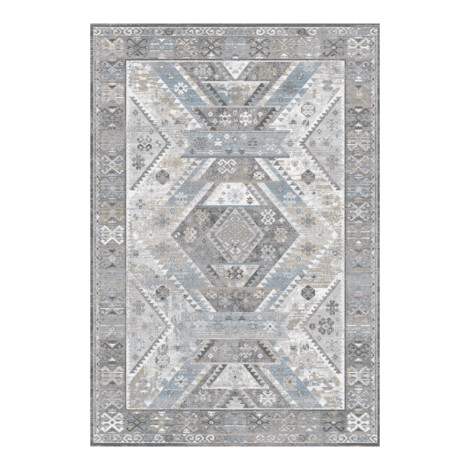 Valentis: Metis 1,344 million points 6mm Tribal Medallion Pattern Carpet Rug; (80×150)cm, Grey/Brown 1