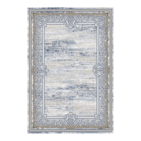 Valentis: Metis 1,344 million points 6mm Floral Bordered Pattern Carpet Rug; (200×290)cm, Grey/Brown 1