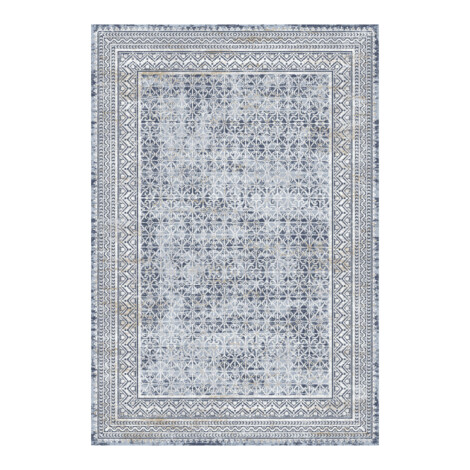 Valentis: Metis 1,344 million points 6mm Geometric Bordered Pattern Carpet Rug; (200×290)cm, Grey 1