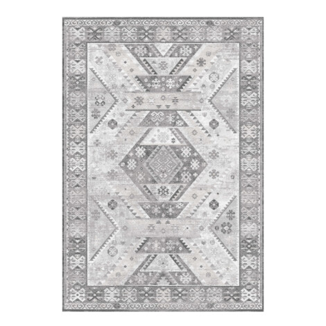 Valentis: Metis 1,344 million points 6mm Tribal Medallion Pattern Carpet Rug; (200×290)cm, Grey 1