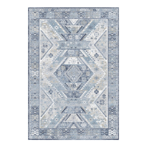 Valentis: Metis 1,344 million points 6mm Tribal Medallion Pattern Carpet Rug; (200×290)cm, Grey/Blue 1