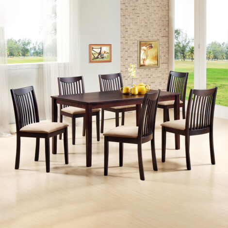 DiningTable + 6 Side Chairs, Espresso WF-0151