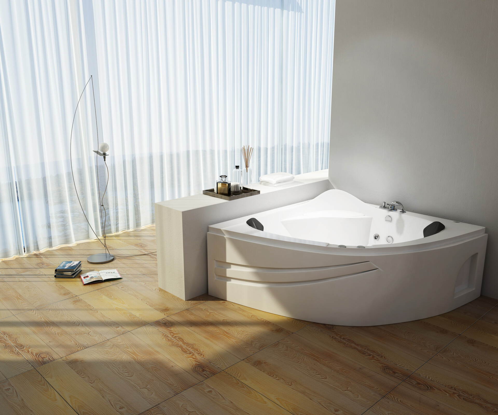Massage BathTub; (130x130x65)cm, White 1