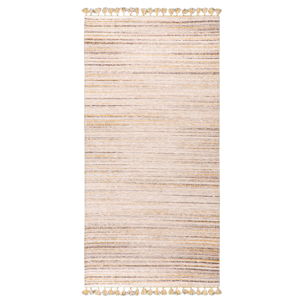Cizm: Kilim Tasseled Carpet Rug; (80×150)cm, Brown/Orange 1