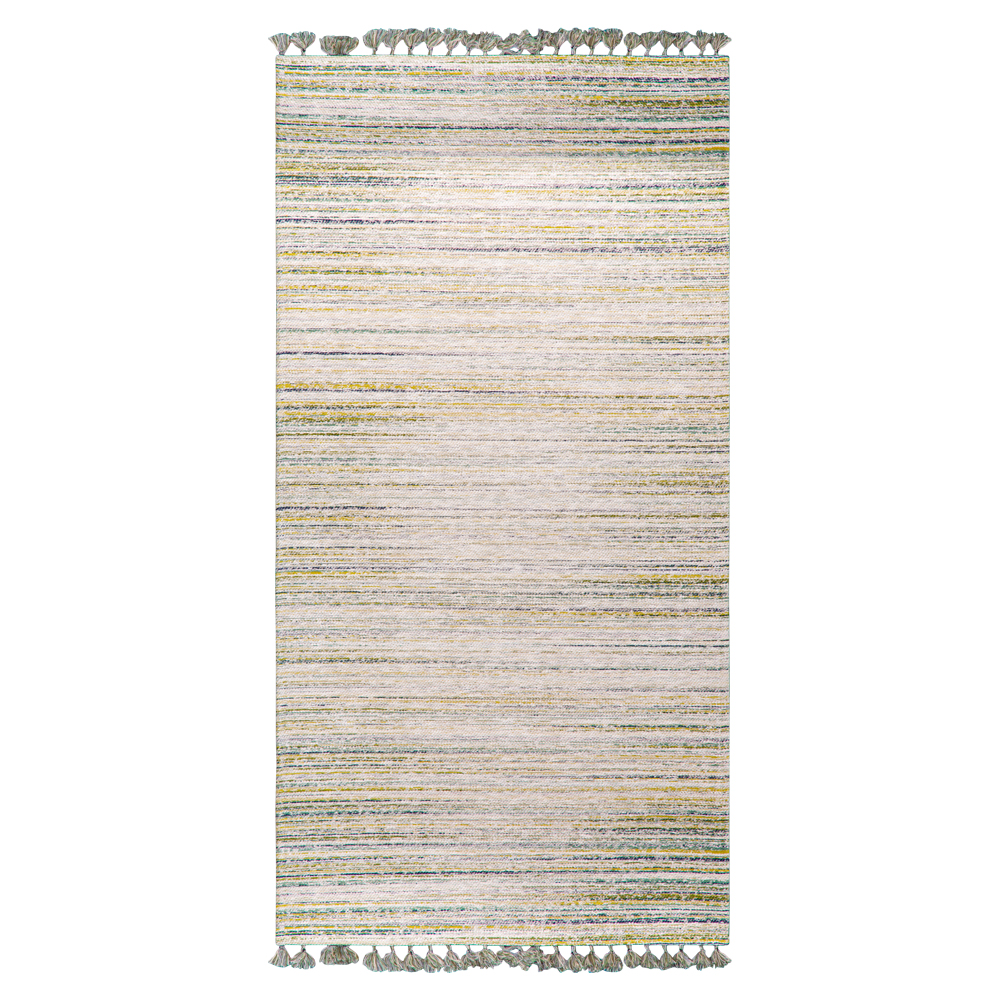 Cizm: Kilim Tasseled Carpet Rug; (160×230)cm, Dark Khaki/Cream 1
