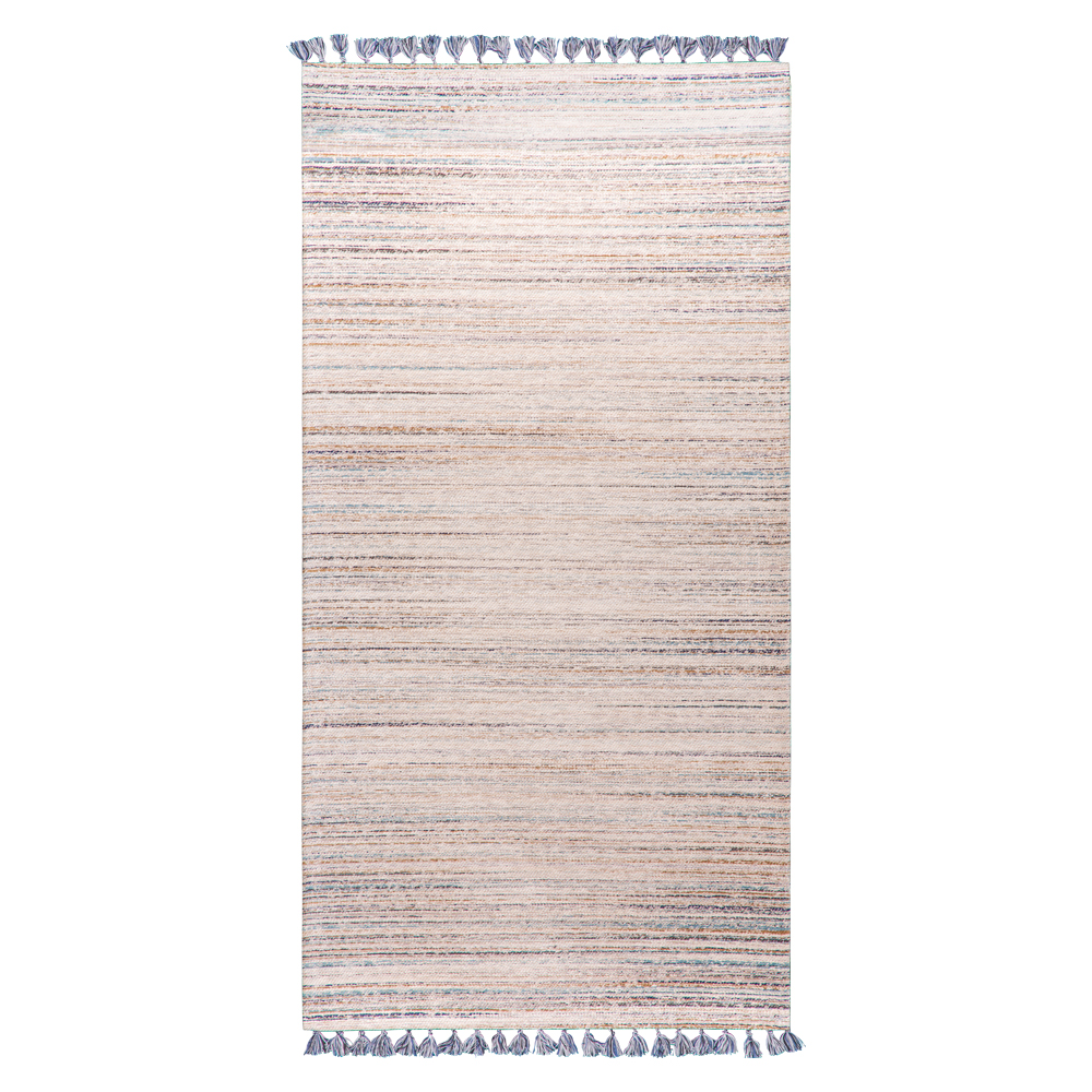 Cizm: Kilim Tasseled Carpet Rug; (200×300)cm, Orange/Light Brown 1