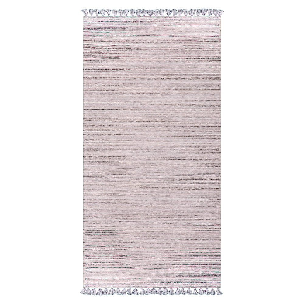 Cizm: Kilim Tasseled Carpet Rug; (200×300)cm, Dark Grey/Light Grey 1