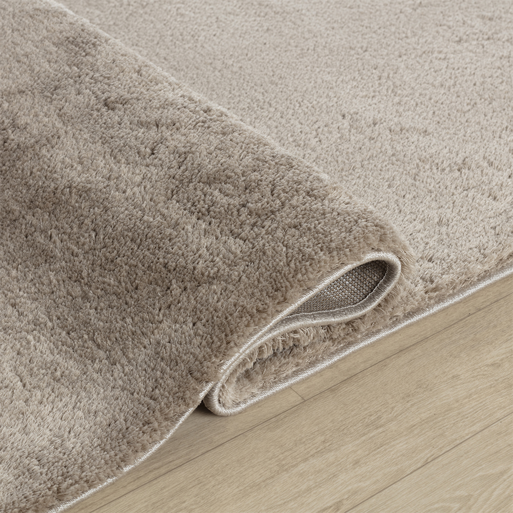 Ufuk: Puffy Plain Carpet Rug; (80x150)cm, Beige