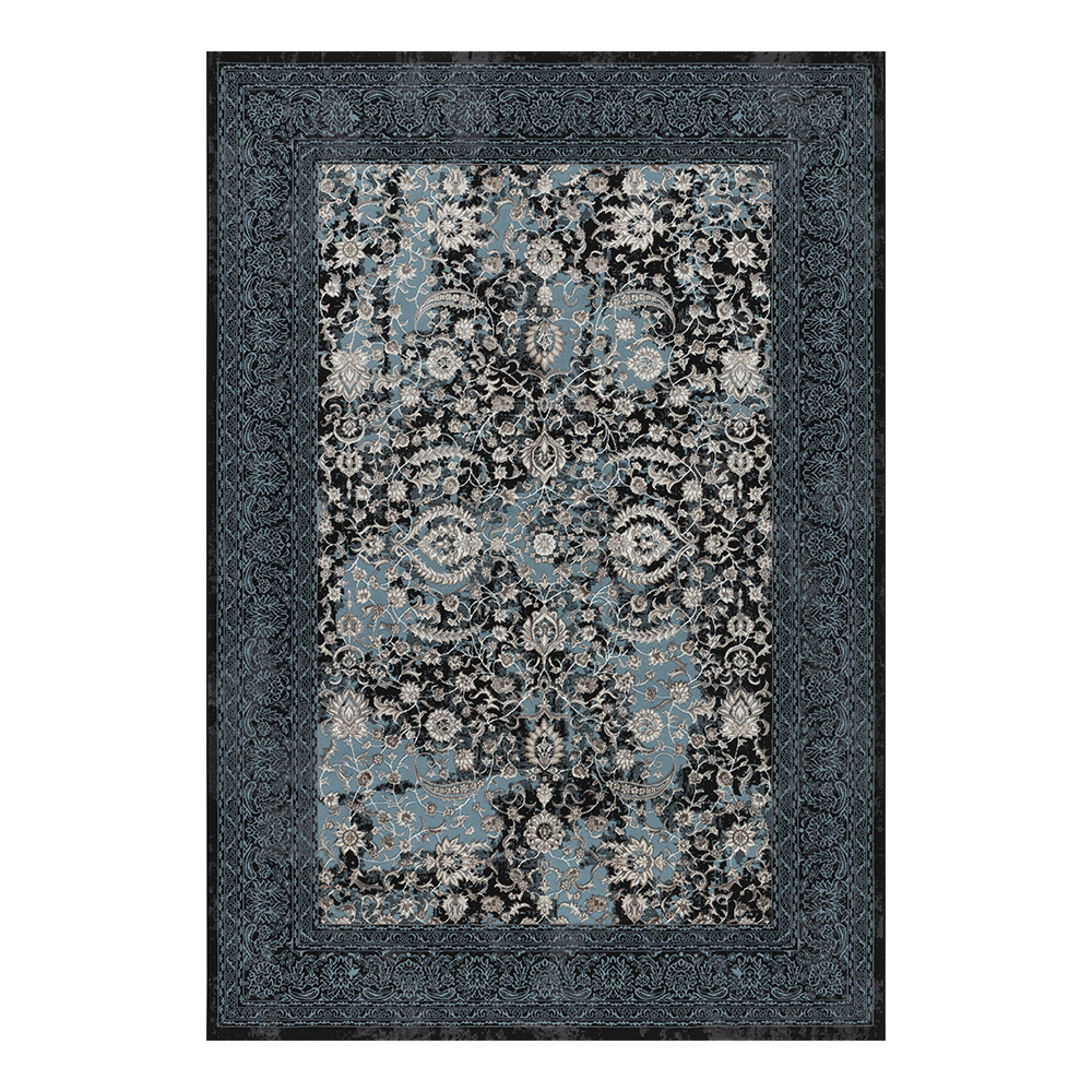 Ufuk: Retro Damask Pattern Carpet Rug; (240×340)cm, Blue 1