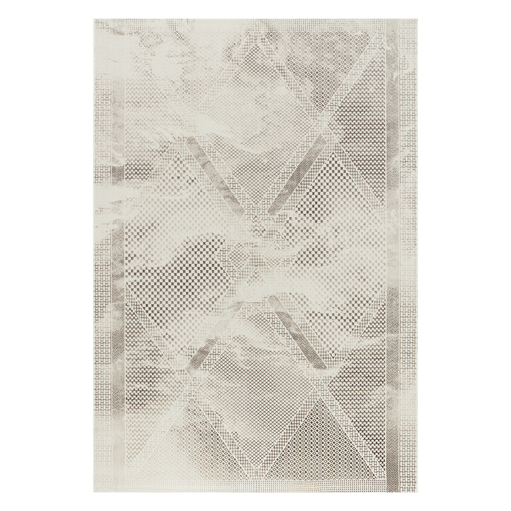 Ufuk: Sultan Diamond Pattern Carpet Rug; (100×400)cm, Grey 1