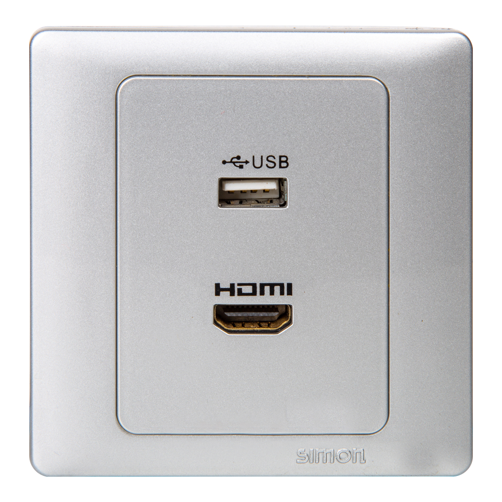 USB-HDMI Outlet Adaptor, Silver 1