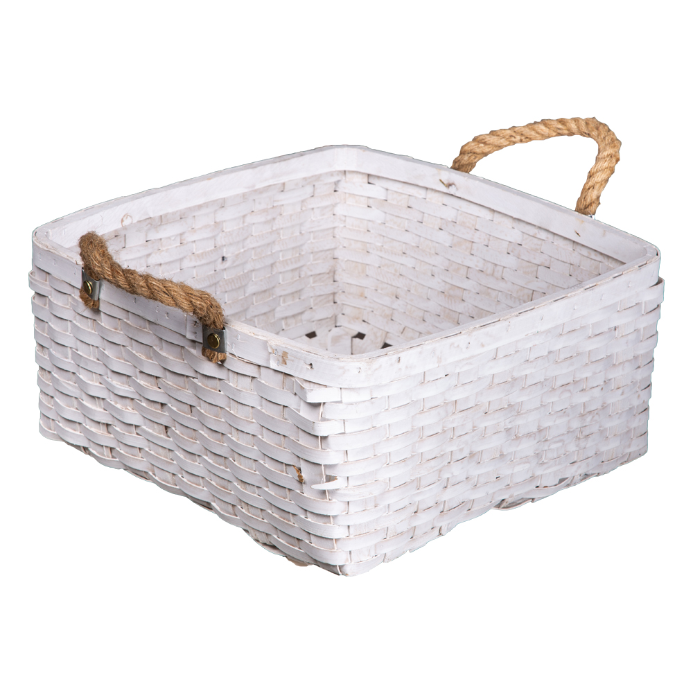 Domus: Square Willow Basket; (35x35x19)cm Large, White