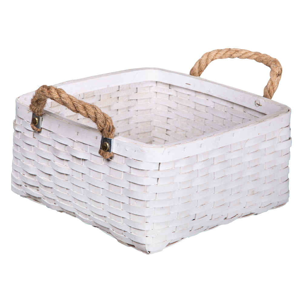 Domus: Square Willow Basket; (29x29x16)cm Medium, White