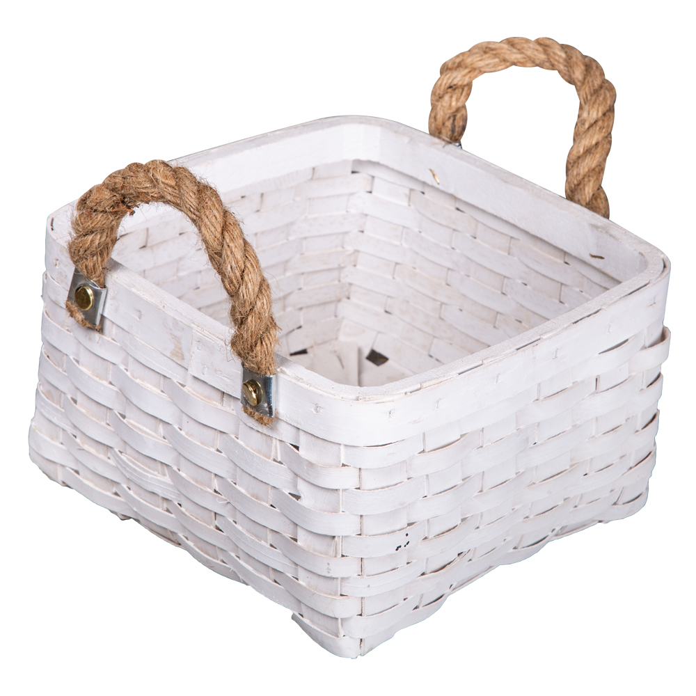 Domus: Square Willow Basket; (22x22x14)cm Small, White