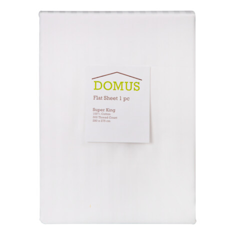 Domus: SuperKing Fitted Bed Sheet, 1pc: 1cm Striped; (220×220+30)cm, White 1