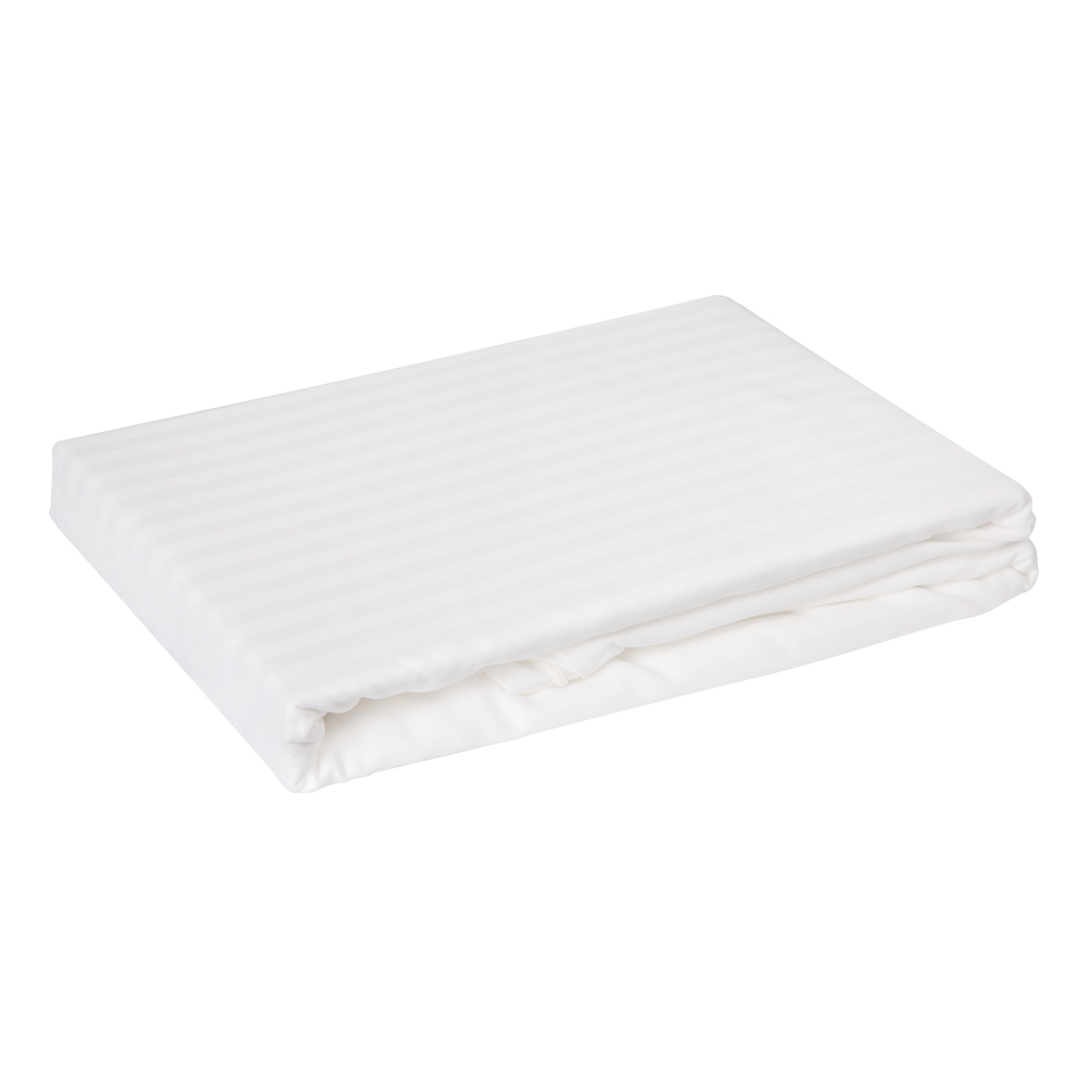 Domus: SuperKing Fitted Bed Sheet, 1pc: 1cm Striped; (220x220+30)cm, White