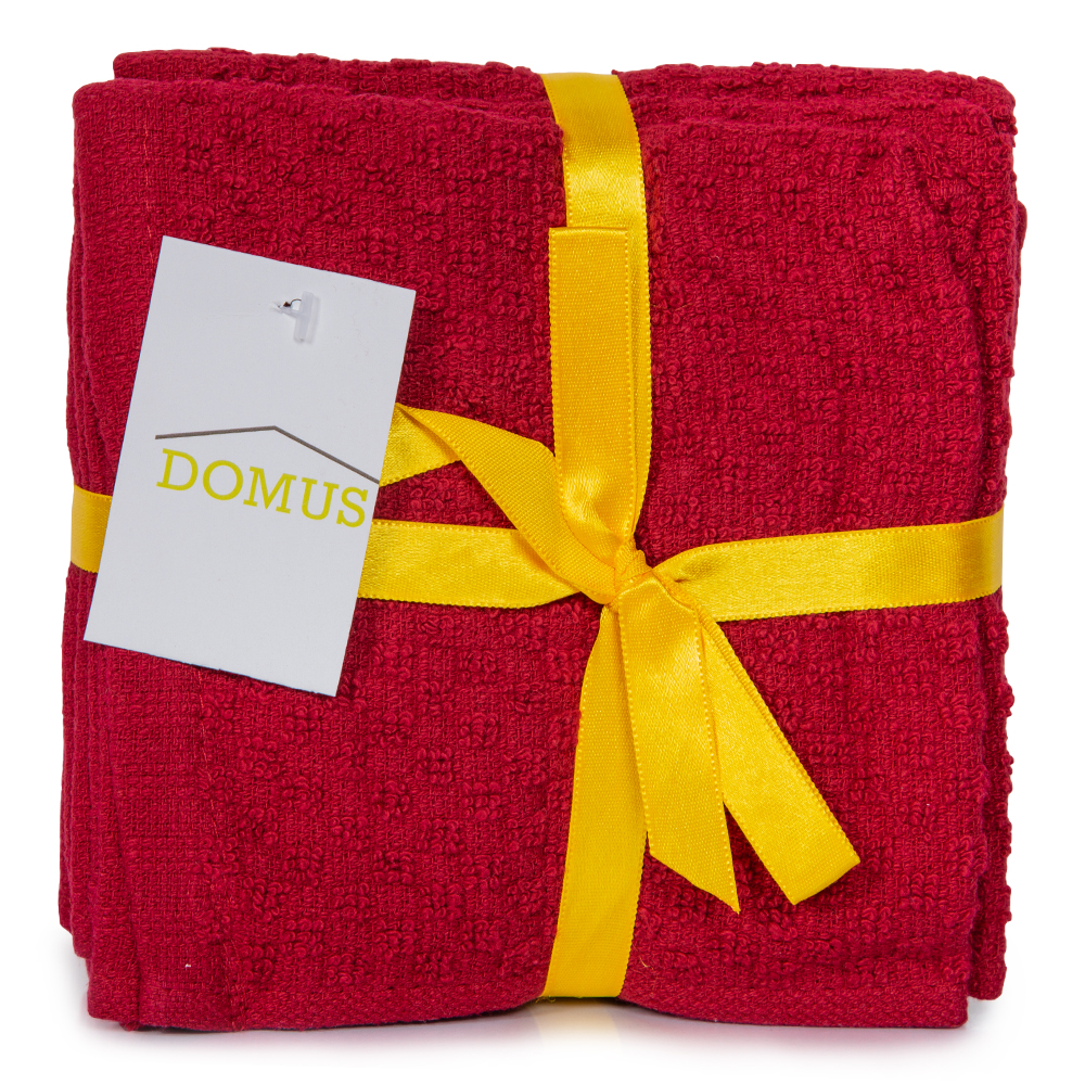 Domus: Popcorn Wash Cloth; (30×30)cm 8pieces Set, Dark Red 1