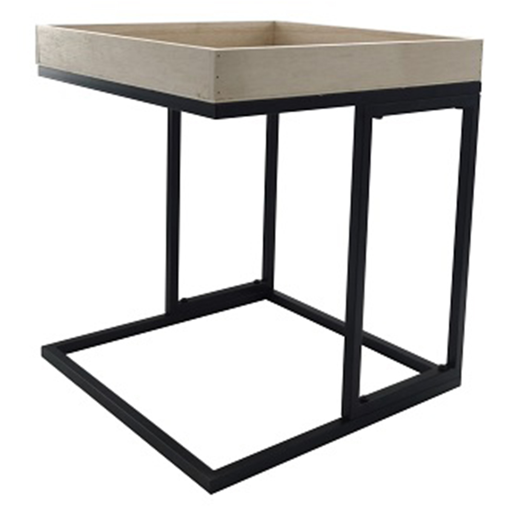 Metal & wood decorative table; (40x40x45)cm, Black 1